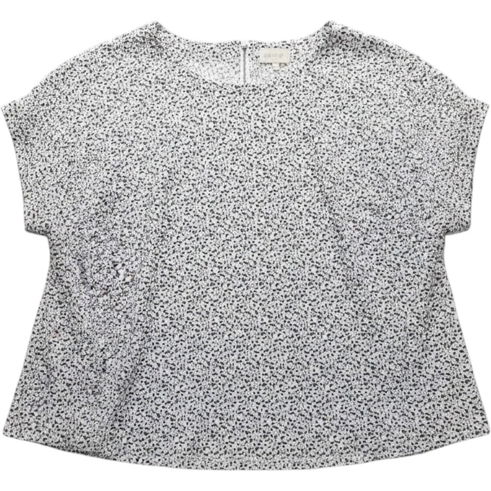 Melloday Blouse Womens Plus 3X White Crew Neck Short Sleeve Animal Print Top